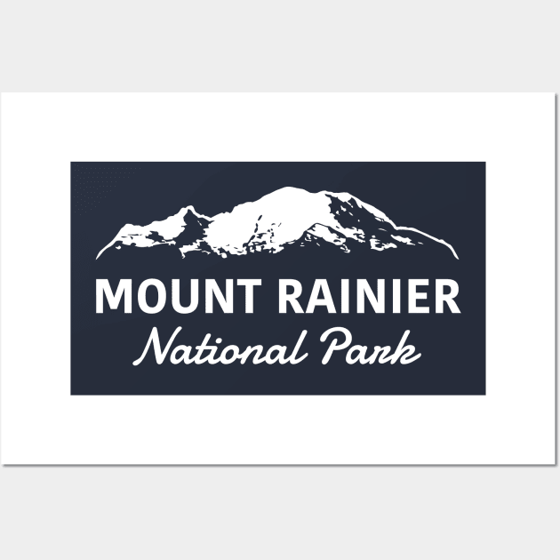 Mount Rainier National Park Text Sunrise Wall Art by LucentJourneys